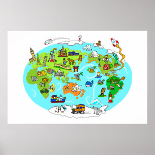 Weltkarte für Kinder Poster