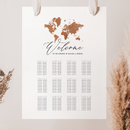 Weltkarte für Rostwasserfarbe Hochzeitssitze Fotodruck