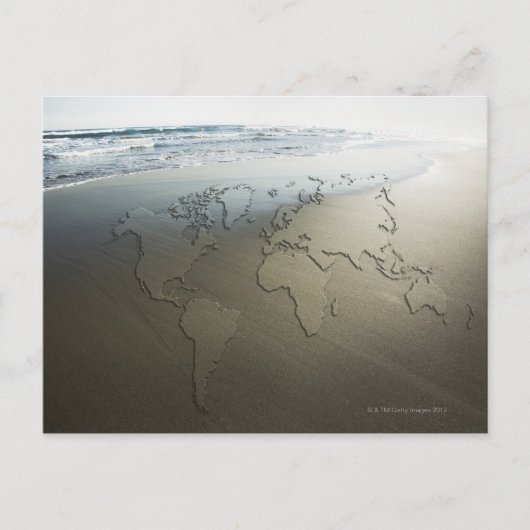 Weltkarte für Sand Postkarte (Vorderseite)