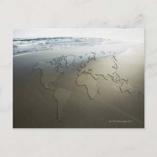 Weltkarte für Sand Postkarte