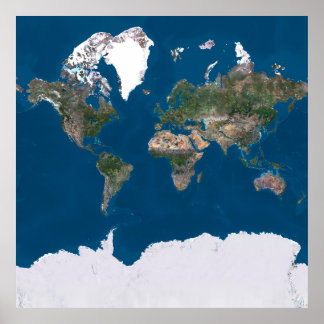 Weltkarte für Satelliten-echte Farben Poster