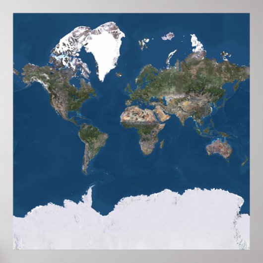 Weltkarte für Satelliten-echte Farben Poster (Vorne)
