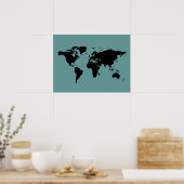 Weltkarte für Schwarz und Blau Poster (Küche)