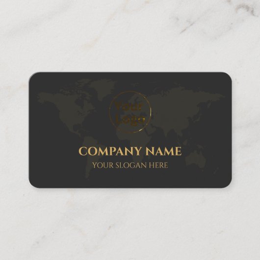 Weltkarte für Schwarz und Gold beruflich Visitenkarte (Vorderseite)