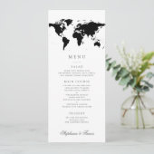 Weltkarte für Schwarz-weiß bearbeitbare Farben Menükarte (Stehend Vorderseite)