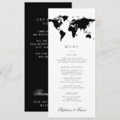 Weltkarte für Schwarz-weiß bearbeitbare Farben Menükarte (Vorne/Hinten)