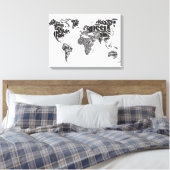 Weltkarte für Typografie Leinwanddruck (Insitu (Schlafzimmer))