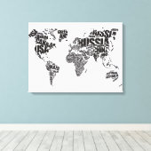Weltkarte für Typografie Leinwanddruck (Insitu (Holzboden))