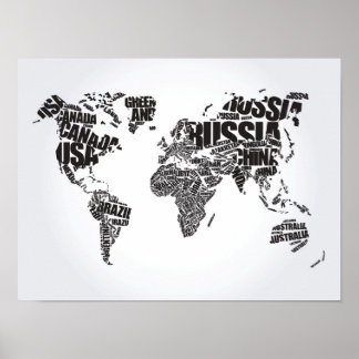 Weltkarte für Typografie Poster