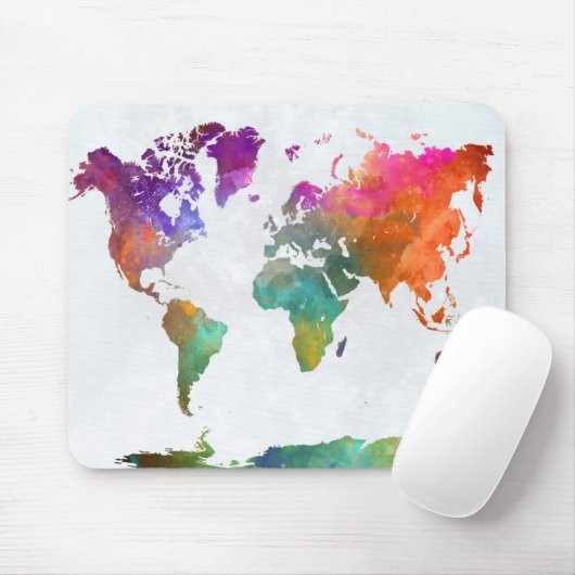 Weltkarte für Wasserfarbe Mousepad (Mit Mouse)