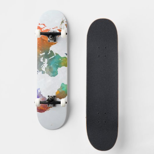 Weltkarte für Wasserfarbe Skateboard (Vorderseite)