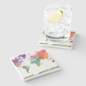 Weltkarte für Wasserfarbe Steinuntersetzer (Seitenansicht)