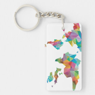 Weltkarte gemacht von den geometrischen Formen Schlüsselanhänger