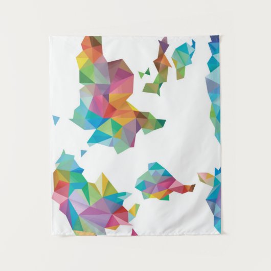 Weltkarte gemacht von den geometrischen Formen Wandteppich (Vorderseite)