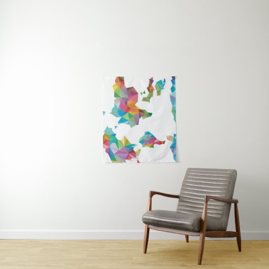 Weltkarte gemacht von den geometrischen Formen Wandteppich (Beispiel)