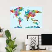 Weltkarte geometrischer Formen Poster (Heimbüro)