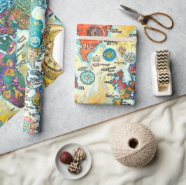 Weltkarte  geschenkpapier