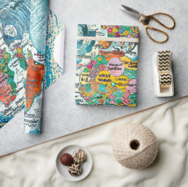 Weltkarte  geschenkpapier