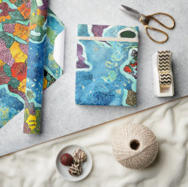 Weltkarte  geschenkpapier