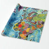 Weltkarte geschenkpapier (Ungerollt)