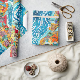 Weltkarte  geschenkpapier
