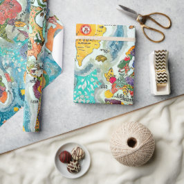 Weltkarte  geschenkpapier