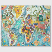 Weltkarte  geschenkpapier (Flach)