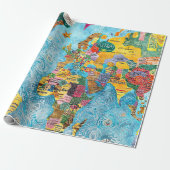 Weltkarte geschenkpapier (Ungerollt)