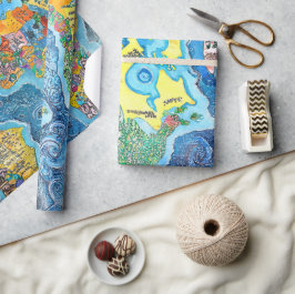 Weltkarte  geschenkpapier
