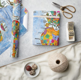 Weltkarte  geschenkpapier