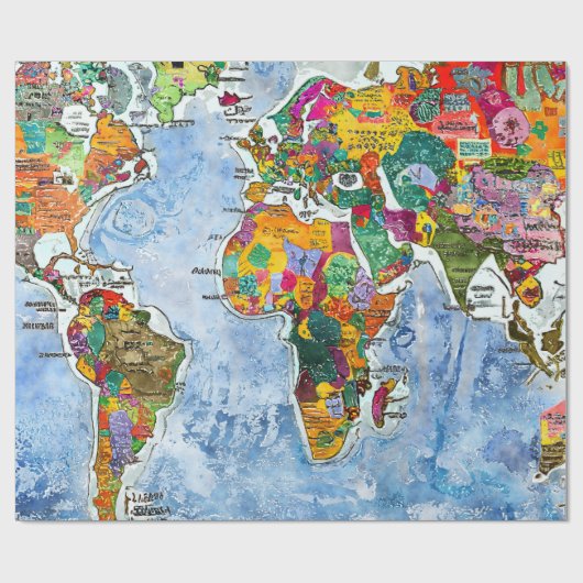 Weltkarte geschenkpapier (Flach)