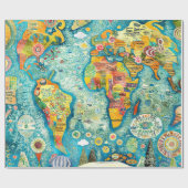 Weltkarte  geschenkpapier (Flach)