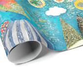 Weltkarte  geschenkpapier (Rolleneckpunkt)