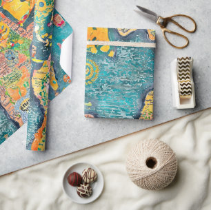 Weltkarte  geschenkpapier