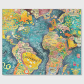 Weltkarte  geschenkpapier (Flach)
