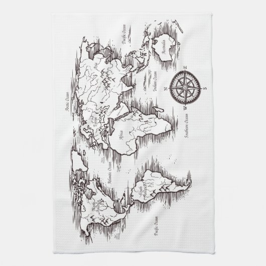 Weltkarte Geschirrtuch (Vertikal)