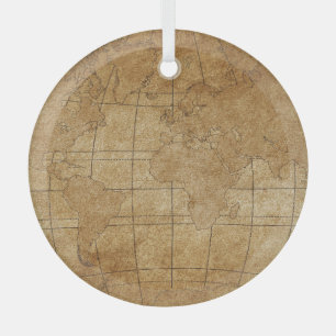 Weltkarte: Global Exploration Guide Ornament Aus Glas