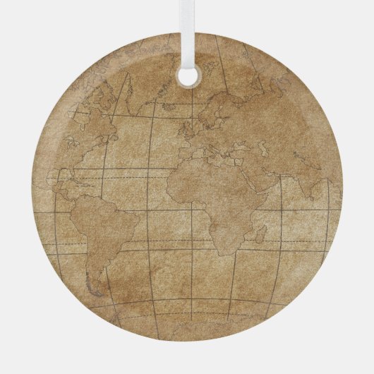 Weltkarte: Global Exploration Guide Ornament Aus Glas (Vorderseite)