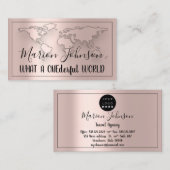 Weltkarte Globe Karte Reiseagentur Rose Logo QR (Vorne/Hinten)