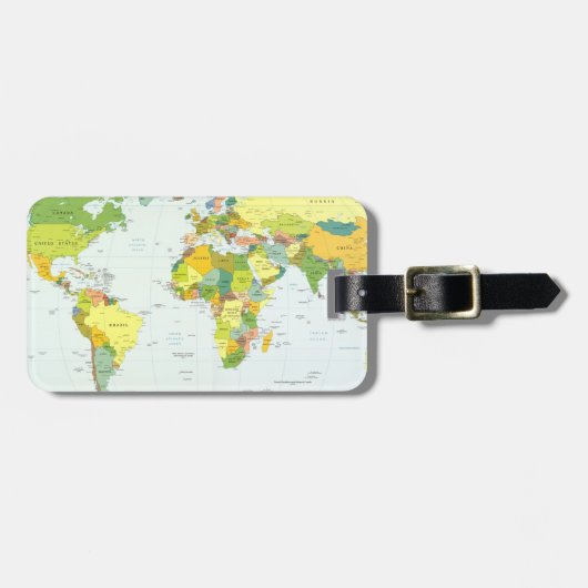 Weltkarte Globus Länderatlas Gepäckanhänger (Vorderseite horizontal)