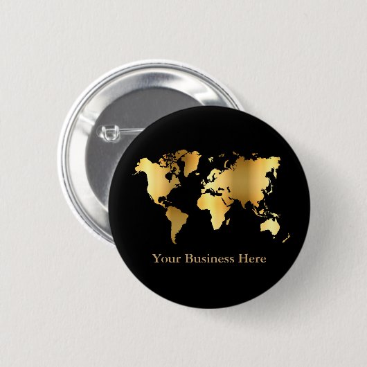 Weltkarte Gold/Schwarz Button (Vorne & Hinten)