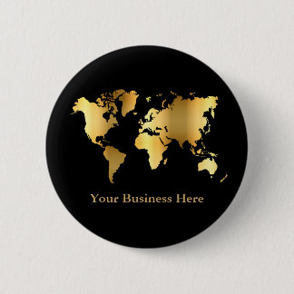 Weltkarte Gold/Schwarz Button