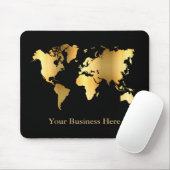 Weltkarte Gold/Schwarz Mousepad (Mit Mouse)