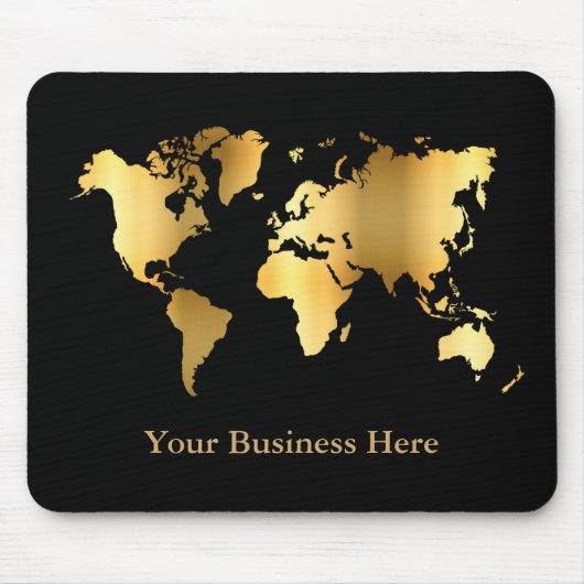 Weltkarte Gold/Schwarz Mousepad (Vorne)