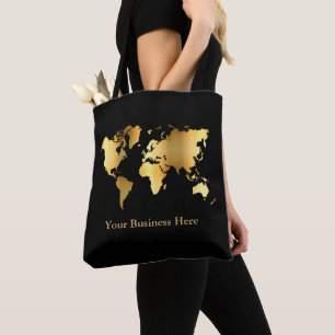 Weltkarte Gold/Schwarz Tasche