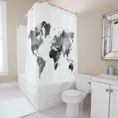 Weltkarte-graue Skala des Entwurfs-42 Duschvorhang (Beispiel)
