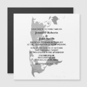 Weltkarte Gray White Simple Modern Wedding 2023 Magneteinladung (Vorne/Hinten)