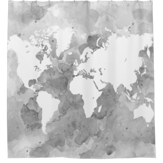 Weltkarte Grayscale des Entwurfs-49 Duschvorhang (Vorderseite)