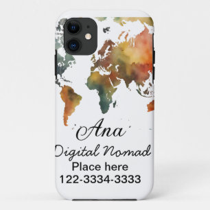 Weltkarte hinzufügen Name Text Ort Stadtrandtelefo Case-Mate iPhone Hülle