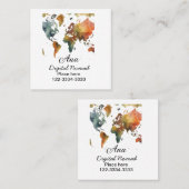 Weltkarte hinzufügen Name Text Ort Stadtrandtelefo Quadratische Visitenkarte (Vorne/Hinten)